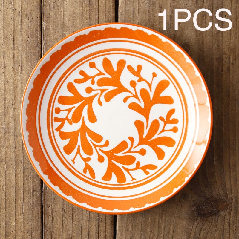 Vajilla de cerámica de estilo occidental para el hogar, plato plano de 8 pulgadas, estilo nórdico japonés, , moderno y Simple: C-9