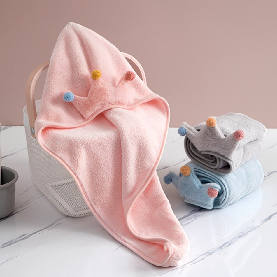 Mikrofiber tørt hår håndkleinnpakning for kvinner, superabsorberende, hurtigtørkende hårturban for tørking av krøllete, langt og tykt hår blå rosa