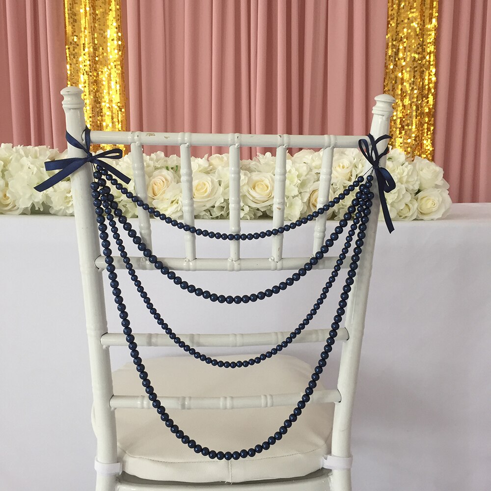 2 stykke imiteret perle perle guirlande til chiavari stol dekoration chiavari stol ramme stol kasket: Flåde
