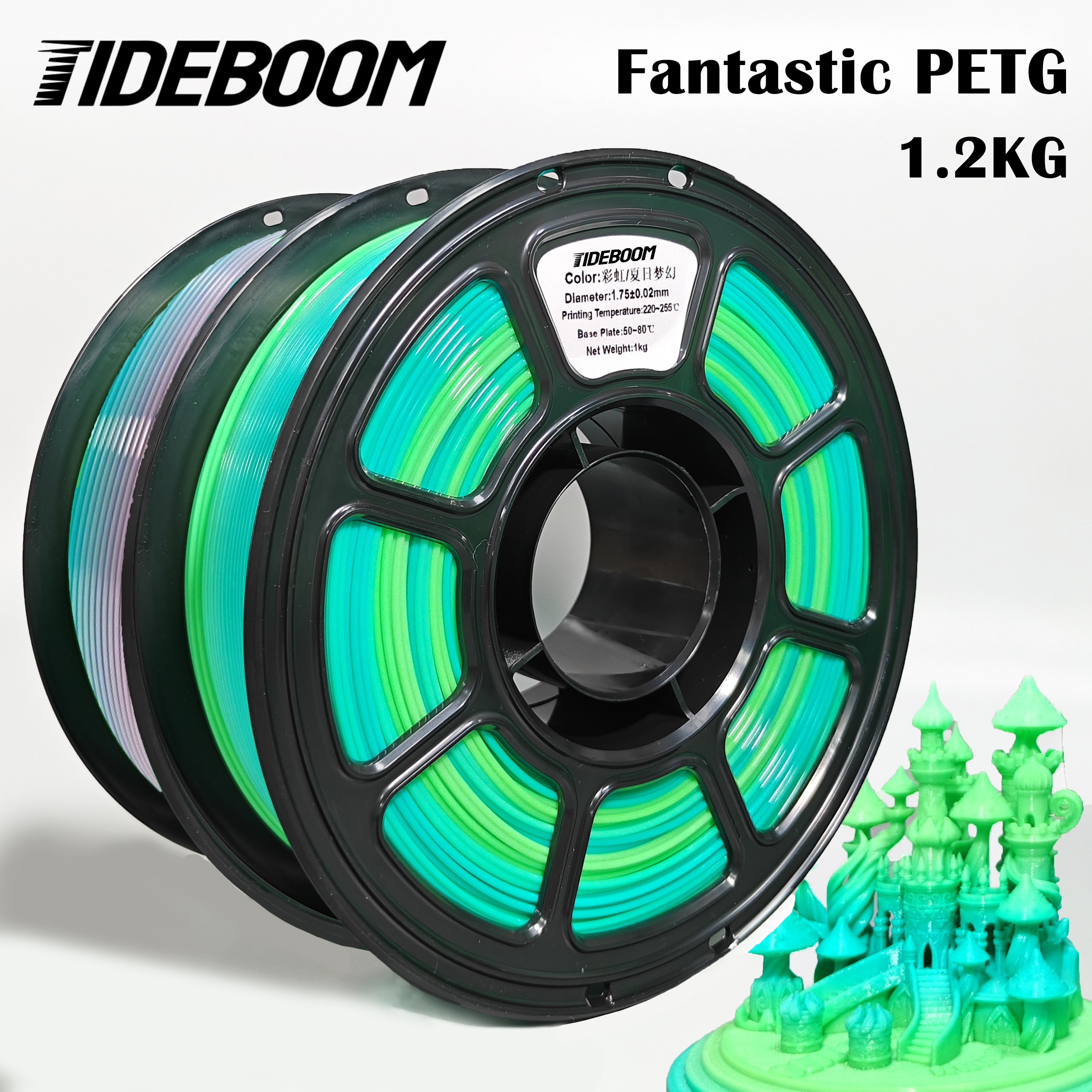 Tideboom PETG Filament 3D Printing Materials 1KG Eco-Friendly 3D Printer Petg Filament Good Toughness Colorful Petg 필라멘트