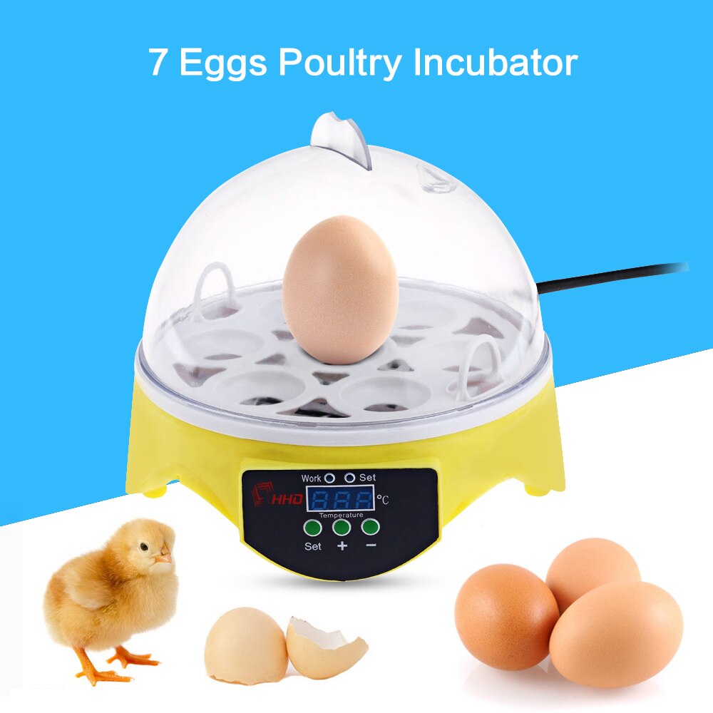 Portable Automatic Temperature Control Egg Tray Incubator Mini Egg Incubator 7PCS Eggs Automatic Poultry Chicken Hatcher Machine