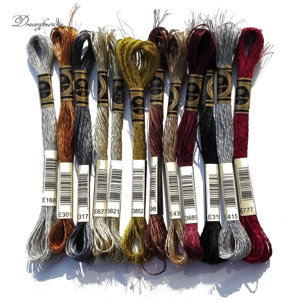 Hilo metálico de efectos antiguos, hilo de color DMC para bordado DIY, E898, E436, E3685, E310, E415, E777, E168, E3852, 1 ud.