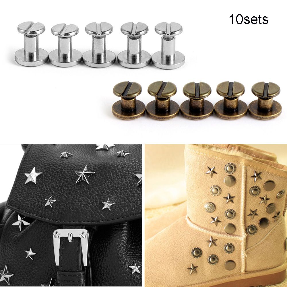 20Pcs Schroef Nail Klinknagels Voor Leer Craft Band Portemonnee Solid Messing Schroeven Doek Knop Decoratie Nail Diy Scrapbook gereedschap
