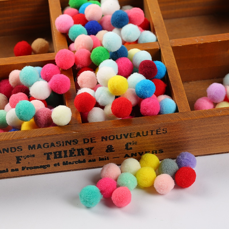100pcs 10mm Mini Fluffy Soft Pom Poms Pompoms Ball Handmade Kids Toys Wedding Decor DIY Sewing Craft Supplies