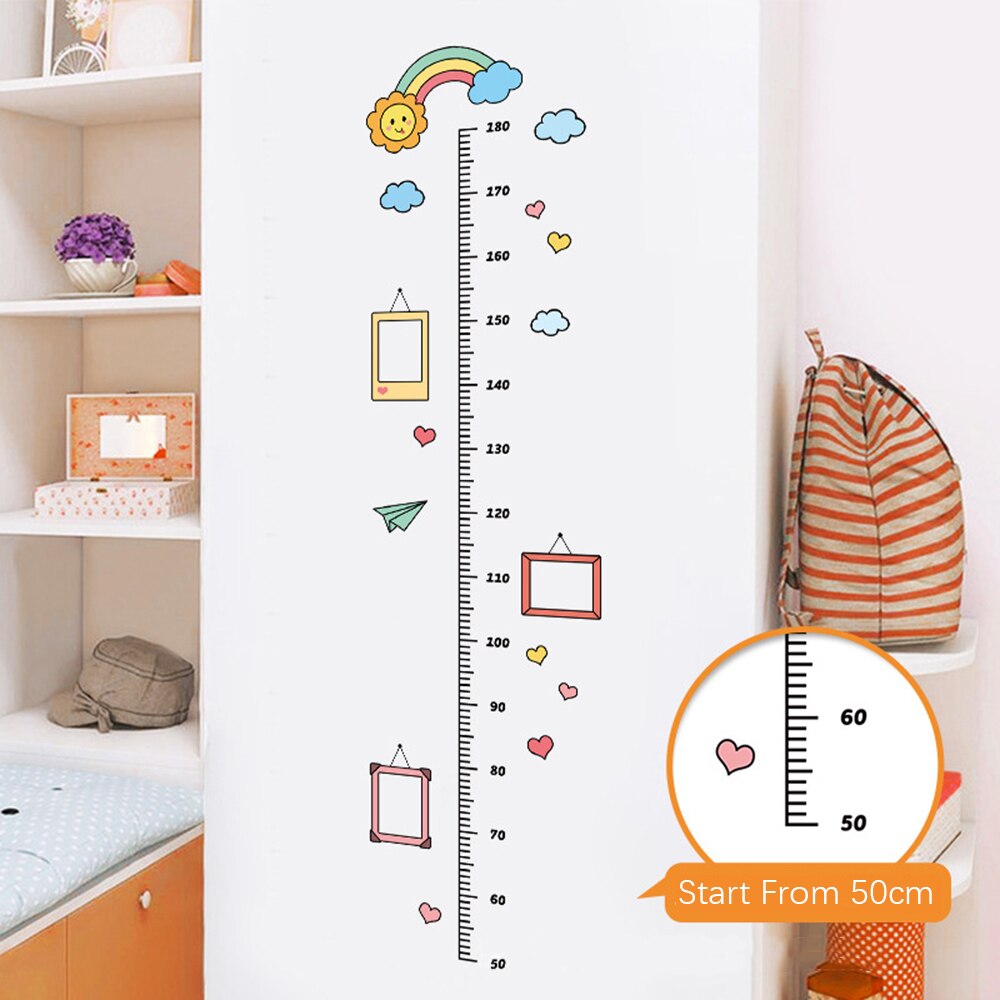 Cartoon Hoogte Meting Muurstickers Kinderen Groei Heerser Stickers Groei Grafiek Animal School Nursery Decoratie Muur: A