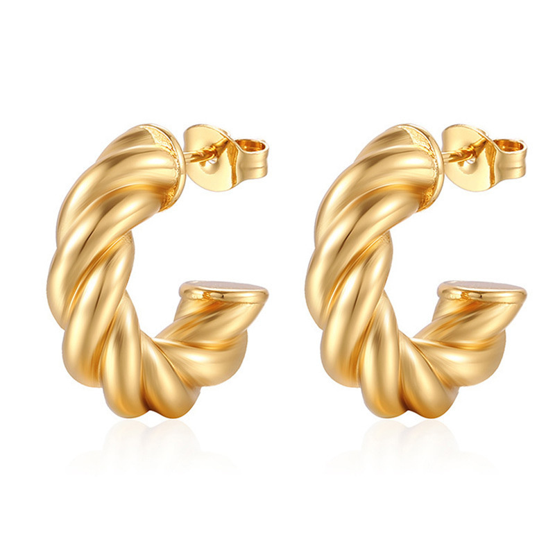 Pendiente de aro con giros circulares para mujer, temperamento Simple, hipérbole, Color dorado, uso diario, joyería, de