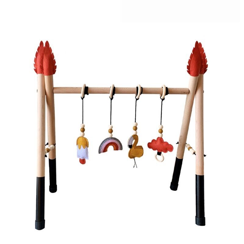 Baby Gym Spelen Kwekerij Zintuiglijke Ring-Pull Speelgoed Houten Frame Baby Kamer Peuter Kledingrek Kinderkamer Decor