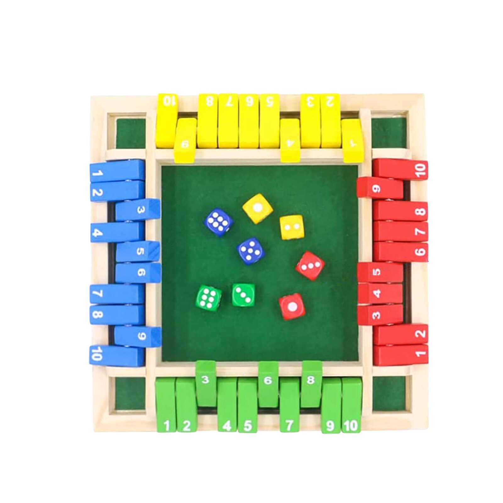Houten Interesse Board Game Voorschoolse Speelgoed Traditionele Vierzijdige 10 Nummer Pub Bar Board Dice Game Doos Speelgoed Voor Kinderen