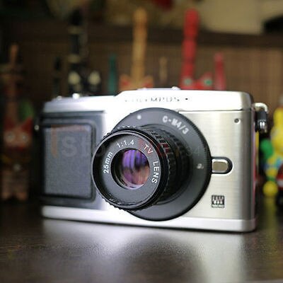 2 in 1 25mm f1.4 cctv lens + C-M43 adapter voor panasoniclumix DMC-GH3, g5, gf5, GX1, GF3, g3, gh2, GF2, g2, g10, G1, gh1, GF1