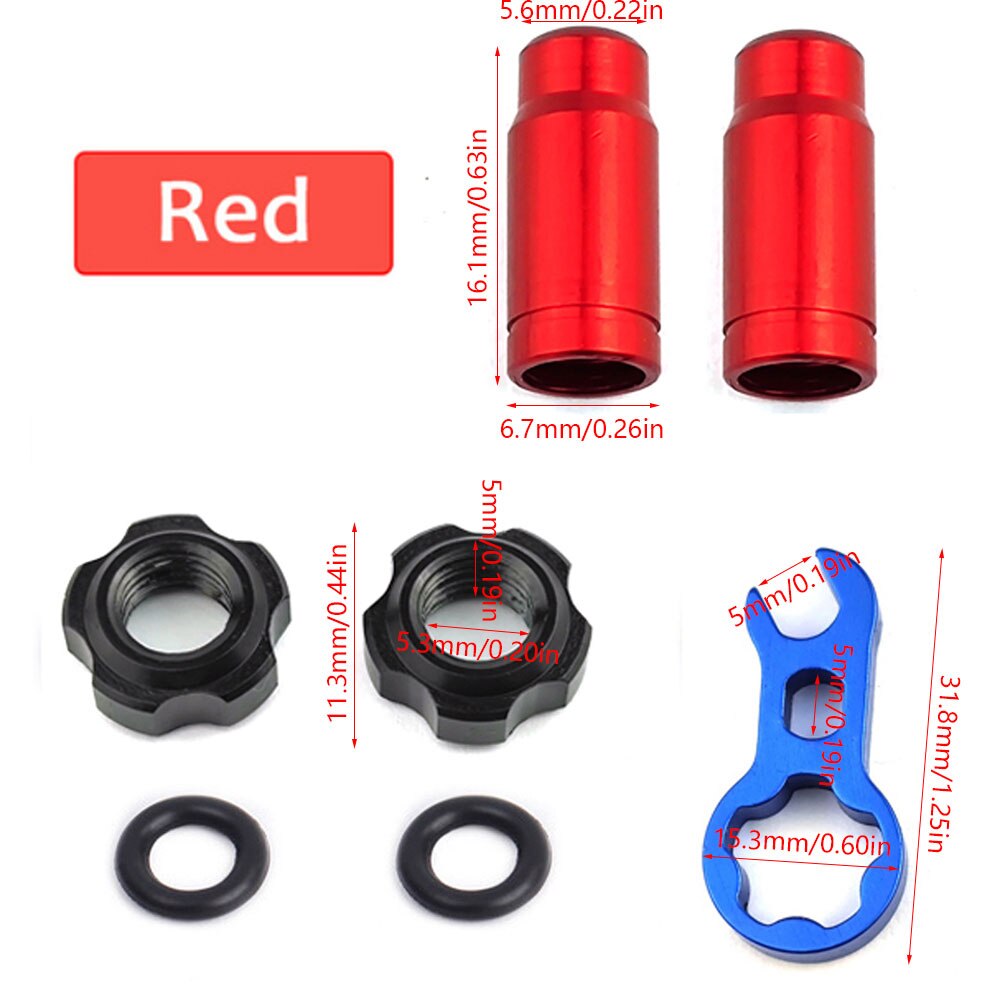 Écrou de Valve de vélo de route avec rondelle, 2 bouchons de Valve, vtt, Presta, écrou fixe de Valve de pneu, accessoires de Protection de cyclisme: Red