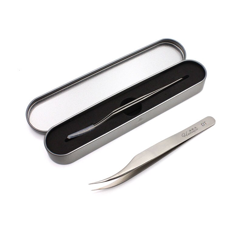 Premium beauty make-up pincet wimperextensions ultra rigide precisie roestvrij gebogen gouden veer en dolfijn pincet