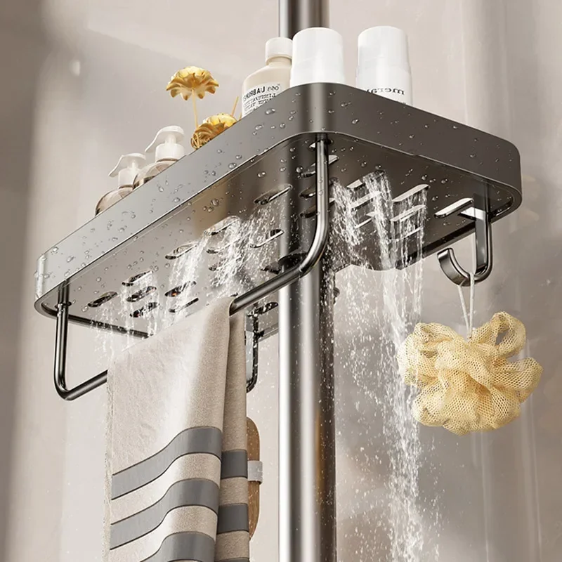 Soporte para cabezal de ducha de baño, montado en la pared, No requiere perforación, organizador de champú, estante de almacenamiento de integrado