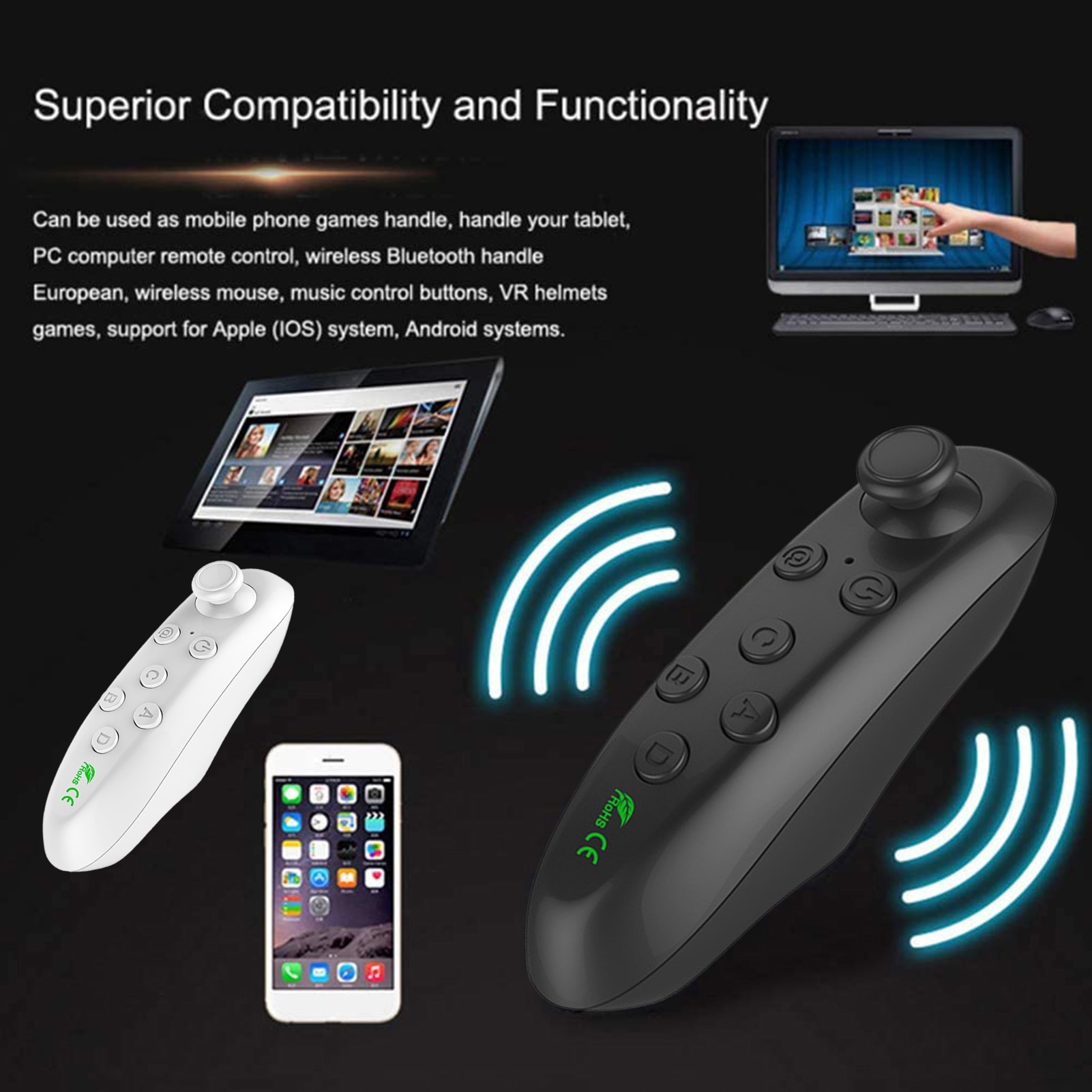 Wireless Bluetooth Gamepad Update VR Remote Controller For Android Joystick Game Pad Control For 3D Glasses VR