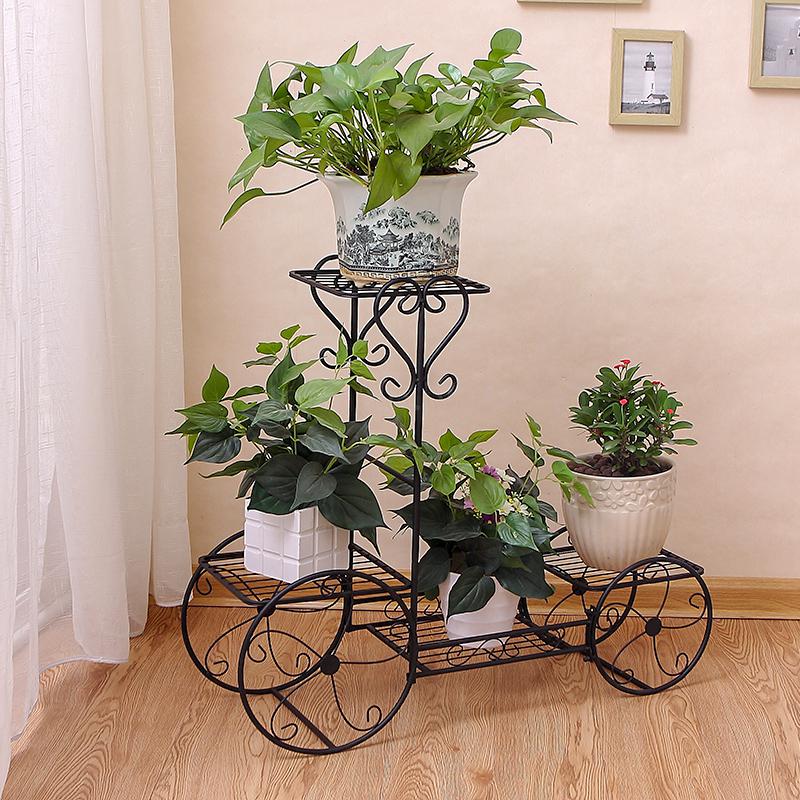 European wrought iron flower shelf rack home floor... – Grandado