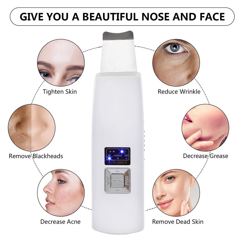 Ultrasonic Face Cleaning Skin Scrubber Facial Cleaner Skin Peeling Blackhead Removal Pore Cleaner Face Scrubber
