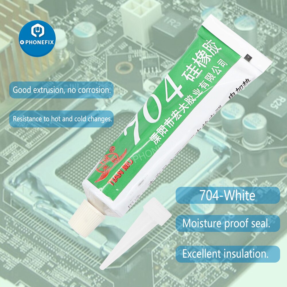 45g elektronische kit siliconen industriële lijm 701/704/705/ tm -441 siliconen rubber rood wit zwart transparante afdichtingslijm: 704 - witte