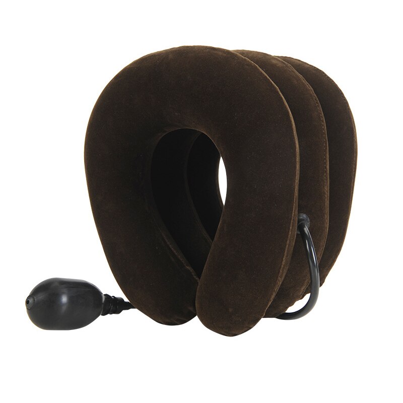 Neck Stretcher Air Cervical Traction Orthopedic Pillow Collar Pain Relief: coffee