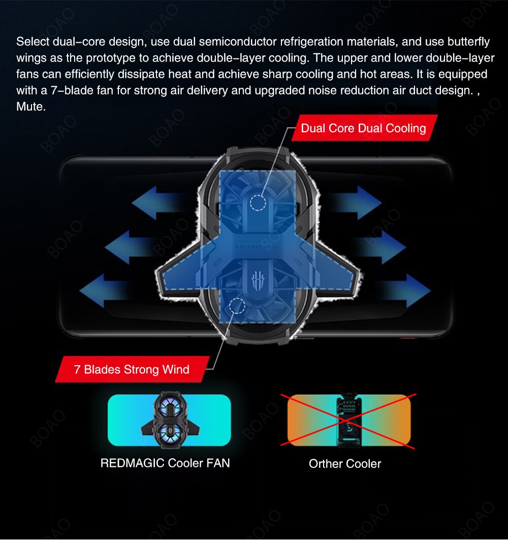 Nubia RedMagic 6 6Profi praktisch Kühler Fan Tragbare Dual Ader RGB Spielen Telefon Fan Kühler für Android iOS SmartPhone