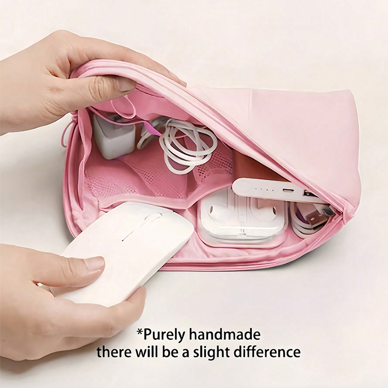 Bolsa de cables para accesorios de viaje, organizador electrónico USB Digital portátil, estuche para dispositivos, soporte para cargador móvil de carga de teléfono móvil de viaje: Rosa