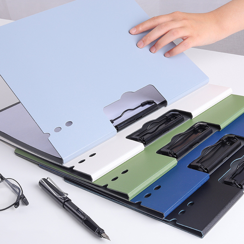 1pcsA4 Storage Clipboard Side Opening Plastic Foldable Writing Pad Memo Clip Test Paper Storage Organizer School Office Supplies