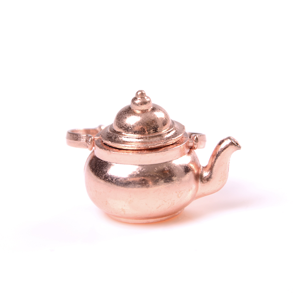 1/12 Dollhouse Classic Toys Miniature Copper Tea Kettle/Tea Pot Pretend Play Furniture Toys for Miniature Kitchen Accessory