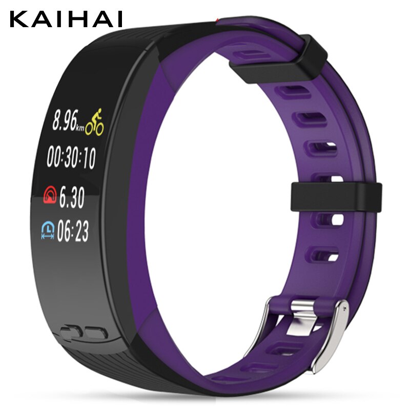 Kaihai  h8 alene gps sport smart armbånd fitness armbånd pulsmåler ure aktivitet trackersleep: Sort lilla
