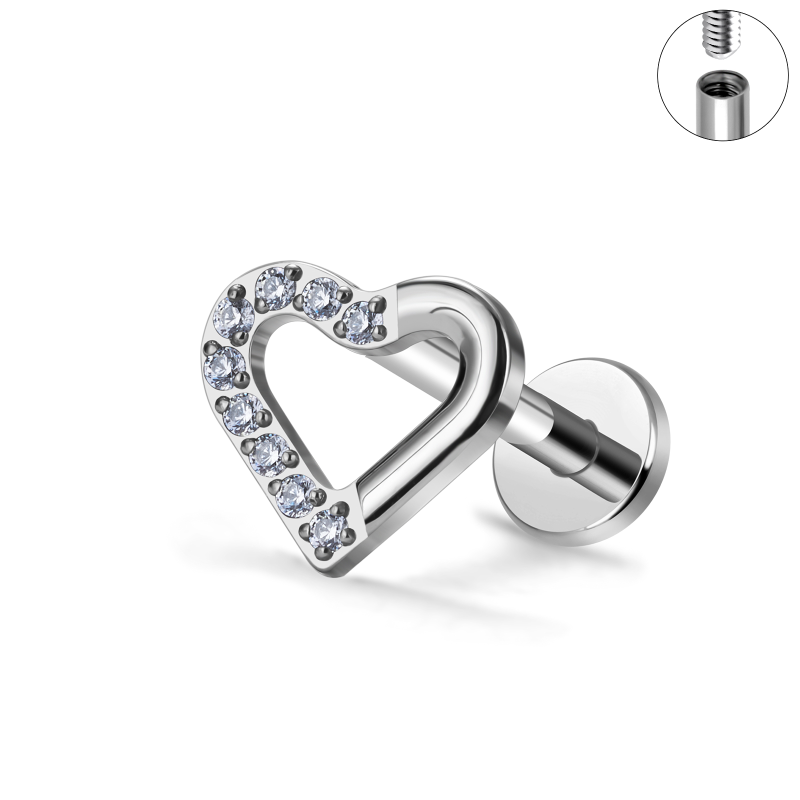 G23 titanio 16G Piercing Labret labio Nasal pendiente de tuerca hilo interno joyería del cuerpo oreja Tragus cartílago hélice Dait: Blanco / Bronce antiguo plateado