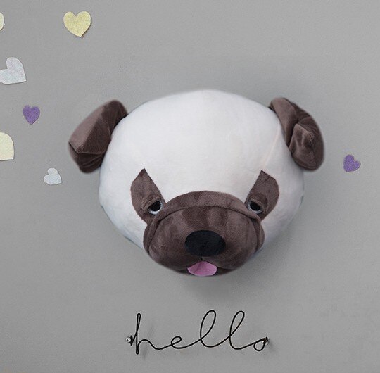 Cabezas de animales 3D para decoración de habitación de niños, Cabeza de unicornio, ciervo y elefante, colgante de pared para habitación de niños, decoración de habitación infantil: brown dog