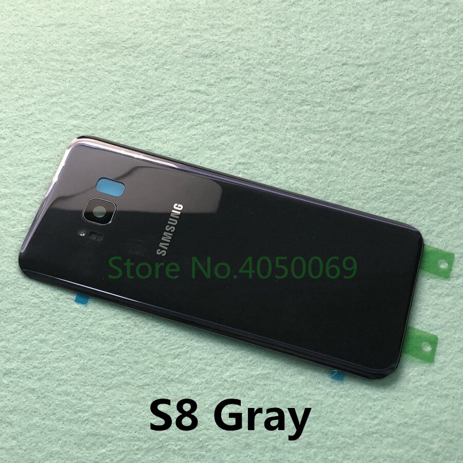 Cubierta trasera de cristal para móvil reemplazo de puerta de batería, marco de cámara para Samsung Galaxy S8 Plus S8 s8 + G955 G955F G950 G950F: S8 gray