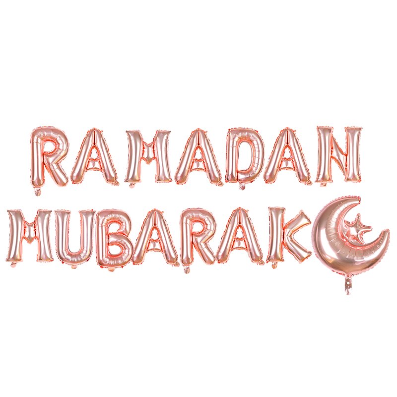 16inch Eid Mubarak Letter Foil Balloon Gold Silver Ramadan Mubarak Helium Balloon Muslim Festival Party Decoration Supplies: B12 