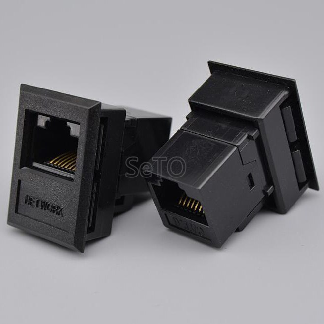 SeTo RJ45 Cat6 Network Lan Plug Module Black RJ45 Cat6 Keystone For Wall Plate Socket