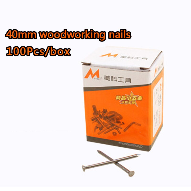 16-100mm Woodworking Nails Household Round Handmade Wall Nails DIY Hardware Tools Fine Iron Nails Long Solid Wood Board: 40mm 100pcs box