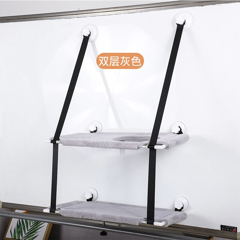 Cute Pet Cat Window Seat Hammock Window Bed Living Room Suction Cup Wall Hanging Pet Breathable Bearing 20kg Cat Hammock: Double Gray