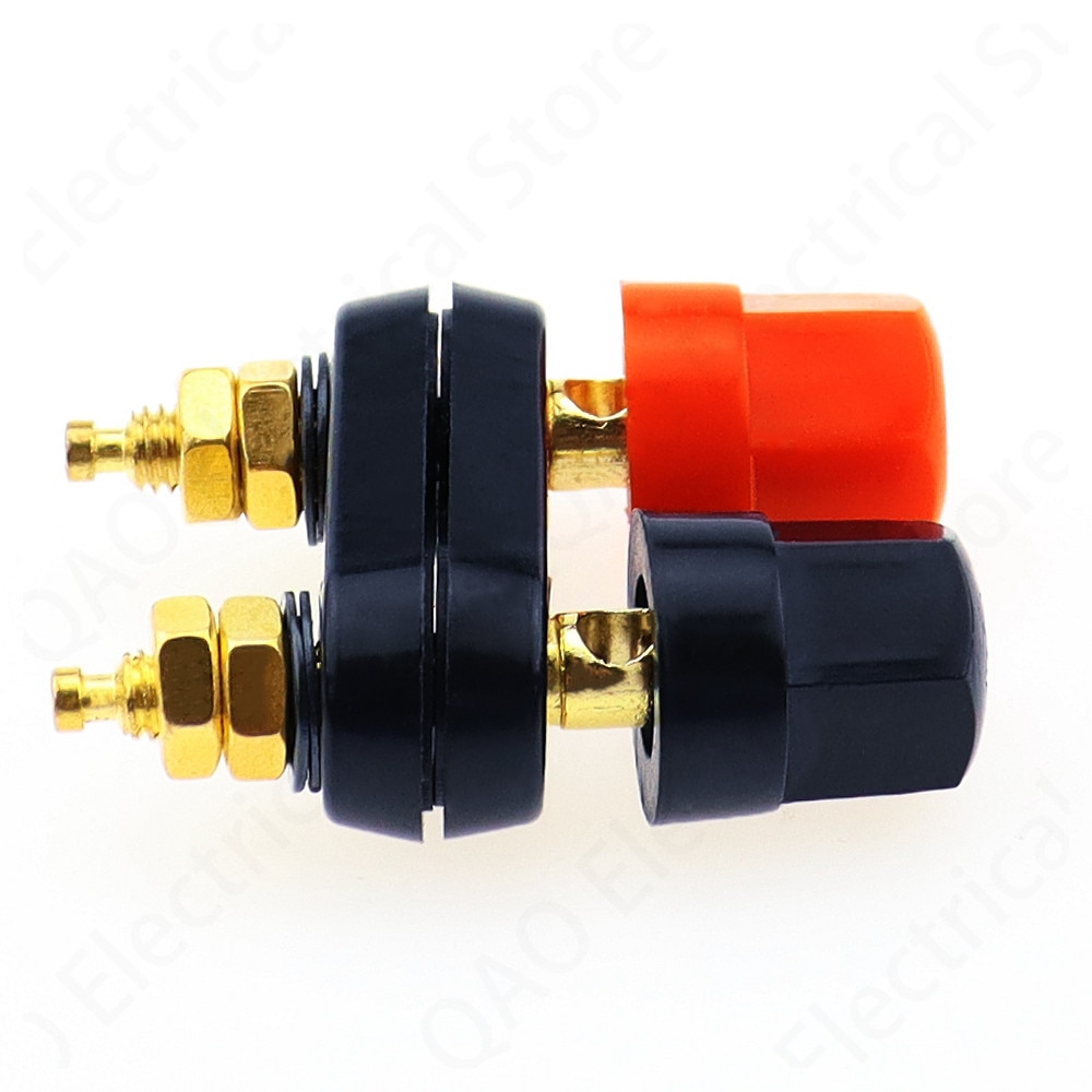 Banaanstekkers Paar Terminals Rood Zwart Connector Versterker Terminal Binding Post Banana Speaker Plug Jack