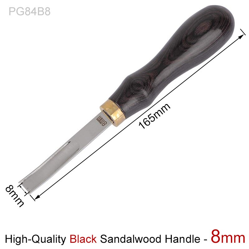 Leather Edge Beveler Skiving Tool, Wide Mouth Leathercraft Thinning Curved Angle Round Edge Shovel Craft Trimmer: Black Sandalwood 8mm