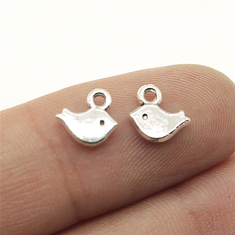 20 stücke Reize Vogel Antike Silber Farbe Nette Vogel Reize Schmuck Erkenntnisse DIY Kleine Vogel Reize: B13582-8x7mm