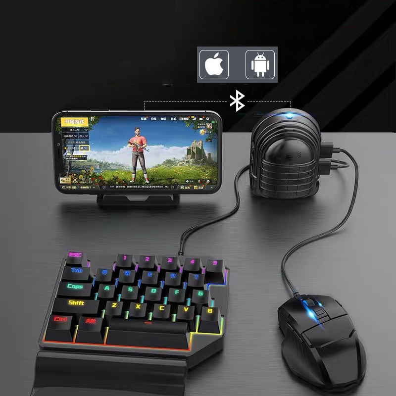Mobil spil tastatur og mus adapter, usb mobil spil controller konverter kabelforbundne / trådløse forbindelser, adapter til android / ios
