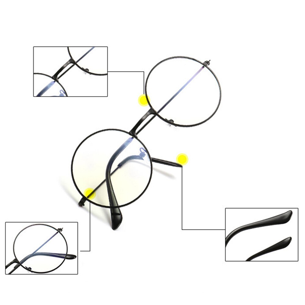 årgang rund metallramme blått lys blokkerende personlighet høyskole stil klar linse briller øyevern mobiltelefon søle