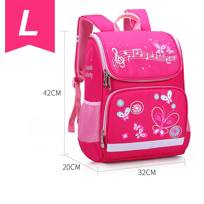 Kinderen Rugzakken School Tassen Voor Meisjes Vlinder Afdrukken Waterdichte Leuke Student Schooltassen: large size rose