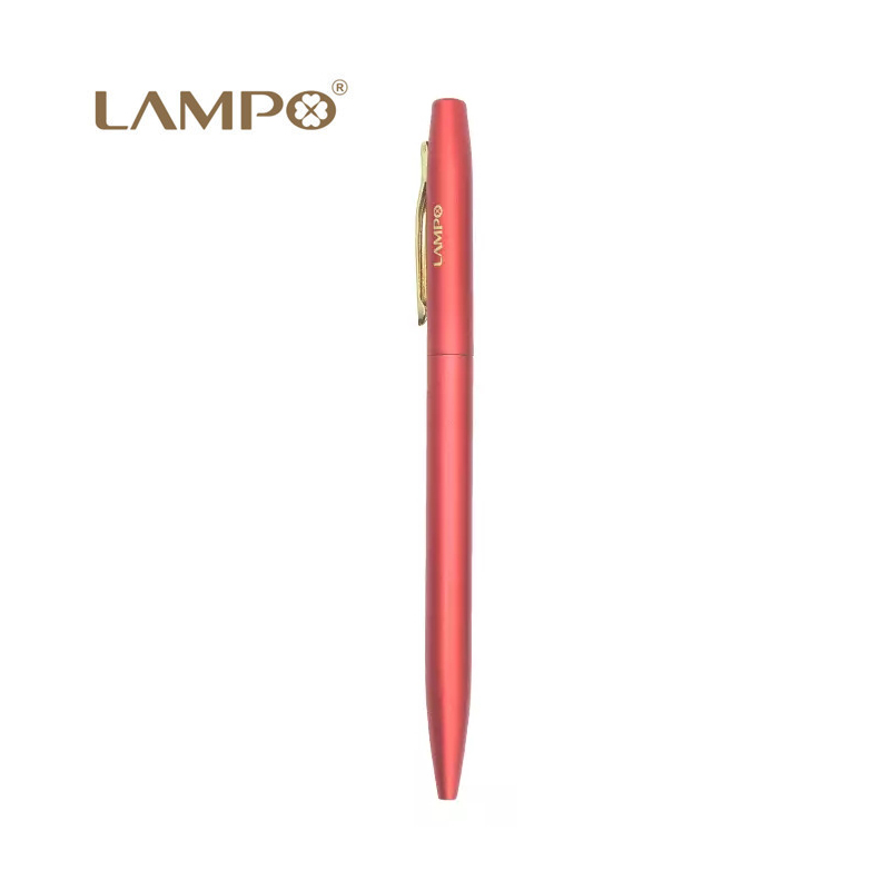 LAMPO Metal Sign Pens Luxury 0.5MM Black Gel Ink Pen Smooth Writing ручка Office School Stationery Supplies boligrafos: Red