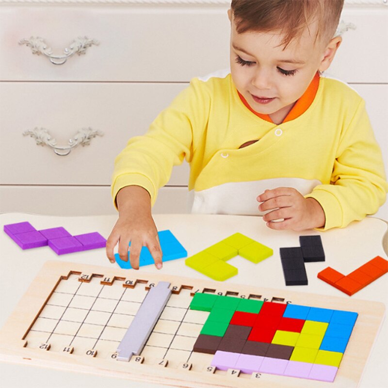 Kinderen Kleur Houten Tangram Blok Puzzel Brain Teaser Educatief Speelgoed Iination Kids
