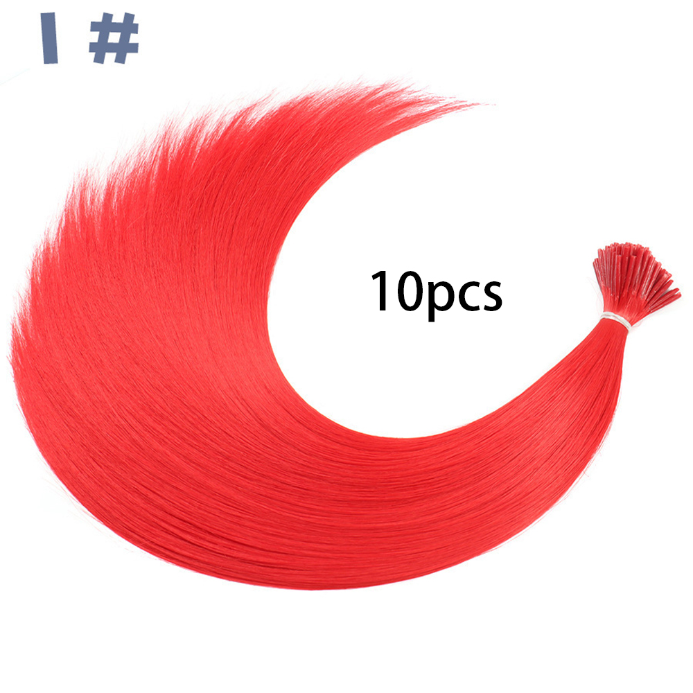 Extensiones de cabello sintético de color I-Tip Stick, pelo liso de 16 pulgadas para mujeres, alta temperatura, 10 hebras/paquete de colores: Color natural