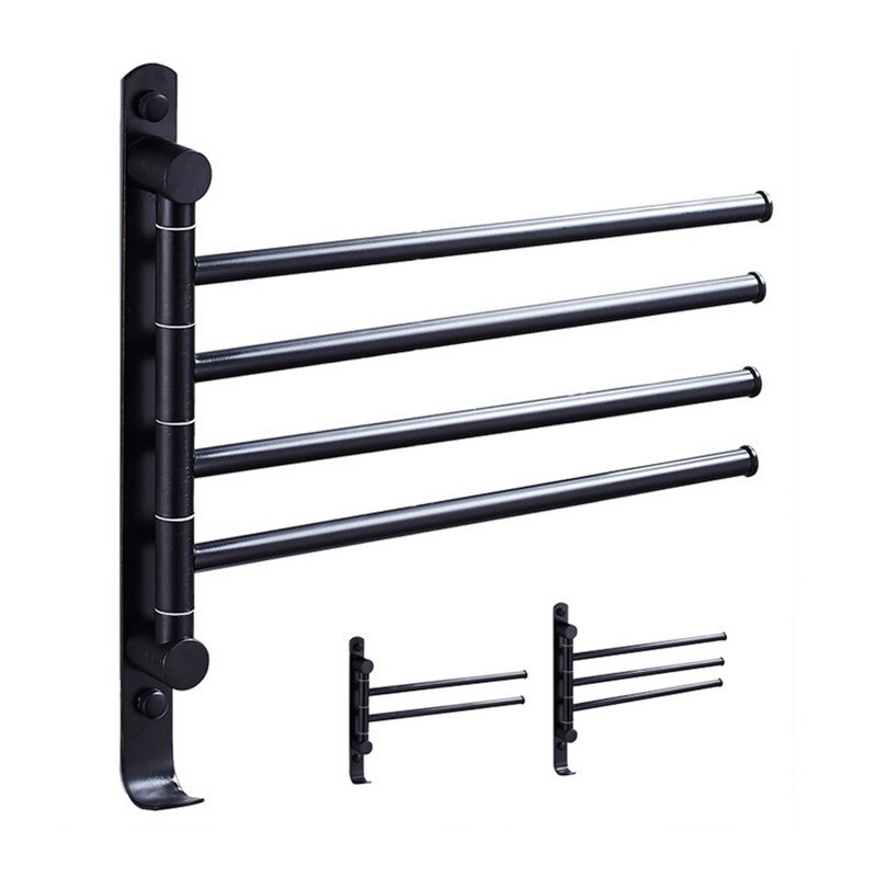 Amerikaanse stijl zwarte afwerking roestvrijstalen handdoekrekken voor in de badkamer 2/3/4 stangen verplaatsbare handdoekrekken met ophanghaken