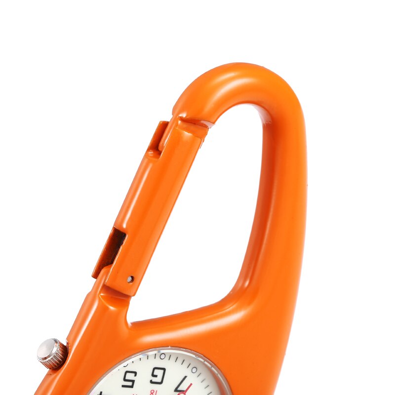 Outdoor Round Dial Arabic Numbers Quartz Analog Clip Carabiner Hook Watch pocket watch Strong luminous FOB watch