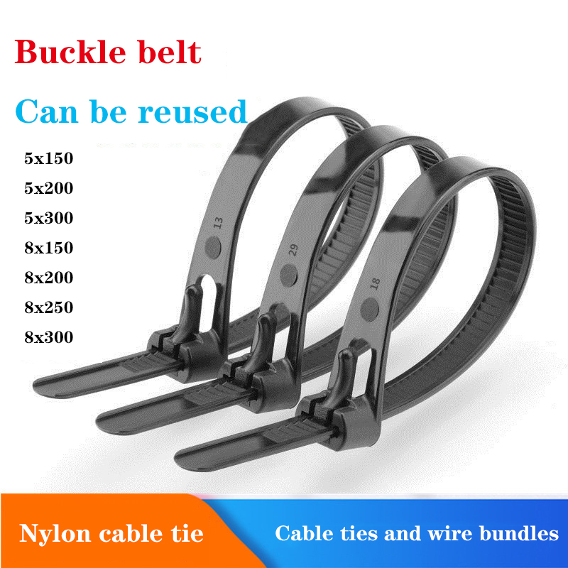Paquete de 50 bridas de nailon con bucle extraíble, sujetadores de banda de plástico autoblocantes, bridas para cables, bridas para cables de nailon reutilizables