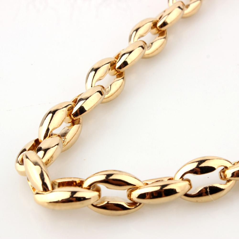 7-40 "12mm Mode-sieraden 316L Rvs Goud Koffie Kralen Bean Collier Mens Sieraden