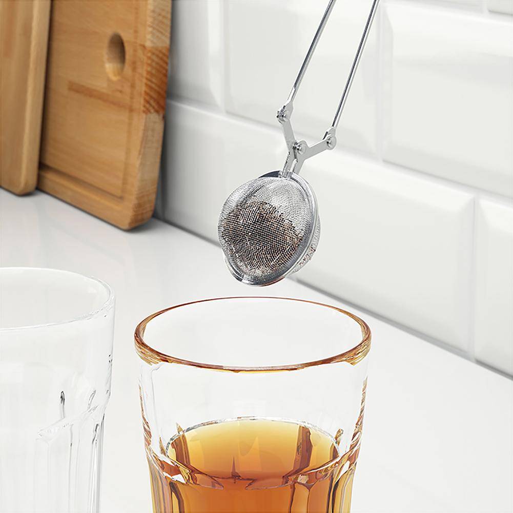 Spring Spoon Tea Mesh Ball Infuser Filter Teaspoon Squeeze Strainer Metal Stainless Steel Handle Spoon