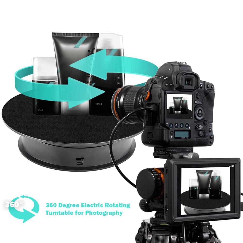 360 Degree Electric Rotating Jewelry Display Stand Motorized Rotary Turntable Stand Base for Photography USB/Battery Powered