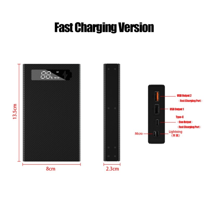 Boîtier de batterie détachable QC3.0 PD, écran LCD à Charge rapide, 5x18650, coque de batterie, bricolage, sans protecteur de batterie