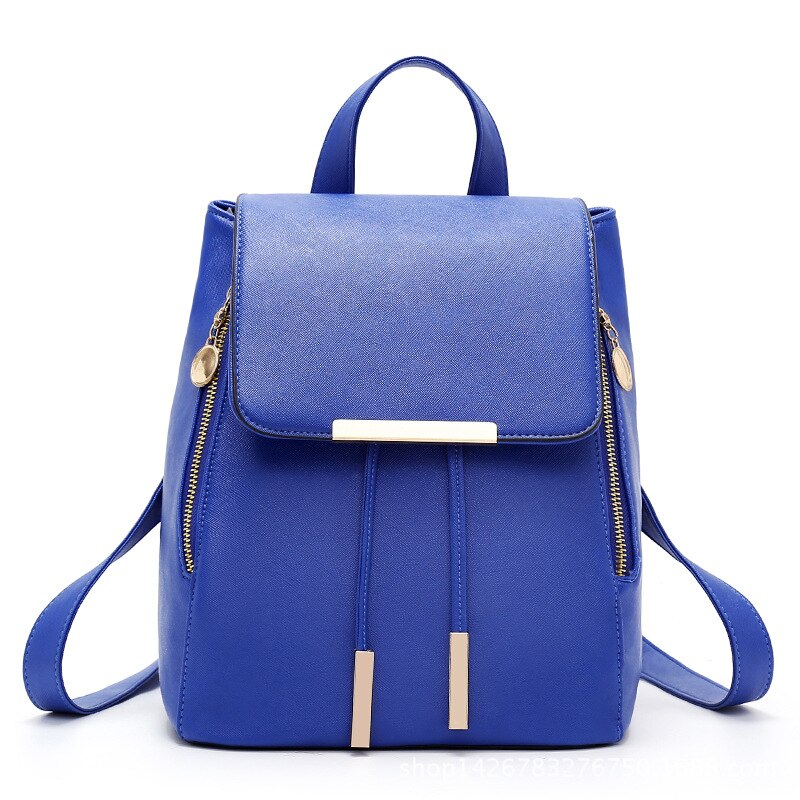 Women Pu Leather Female Backpacks Teenager School Bags Mochila Feminina Rucksack Mochilas Mujer: Blue